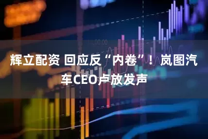 辉立配资 回应反“内卷”！岚图汽车CEO卢放发声